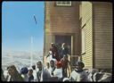 Image of Eskimos [Inuit] Coming out of Church at Nain